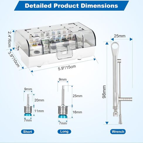 Dental Implant Torque Wrench Set Universal Prosthetic Kit Dental Implant Kit with Torque Adjustable Ratchet Screwdrivers 16pcs, Fully Autoclavable,10-70Ncm, Secure/Disassemble Implant Restorations in Kuwait