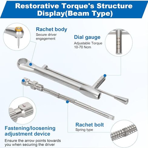 Dental Implant Torque Wrench Set Universal Prosthetic Kit Dental Implant Kit with Torque Adjustable Ratchet Screwdrivers 16pcs, Fully Autoclavable,10-70Ncm, Secure/Disassemble Implant Restorations in Kuwait
