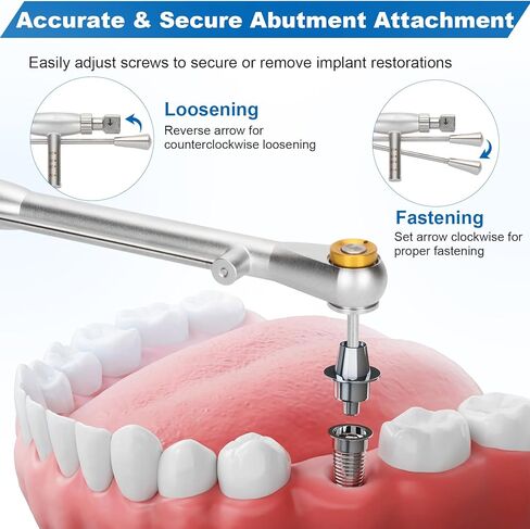 Dental Implant Torque Wrench Set Universal Prosthetic Kit Dental Implant Kit with Torque Adjustable Ratchet Screwdrivers 16pcs, Fully Autoclavable,10-70Ncm, Secure/Disassemble Implant Restorations in Kuwait