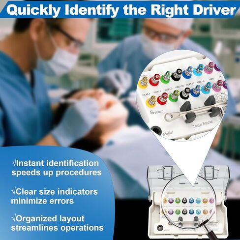 Dental Implant Torque Wrench Set Universal Prosthetic Kit Dental Implant Kit with Torque Adjustable Ratchet Screwdrivers 16pcs, Fully Autoclavable,10-70Ncm, Secure/Disassemble Implant Restorations in Kuwait