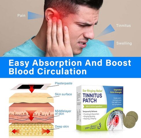 Tinnitus Relief for Ringing Ears, (50Pcs) Tinnitus Relief Patches, Natural Herbal Blend, Support Ear Tinnitus Relief for Men & Women in Kuwait