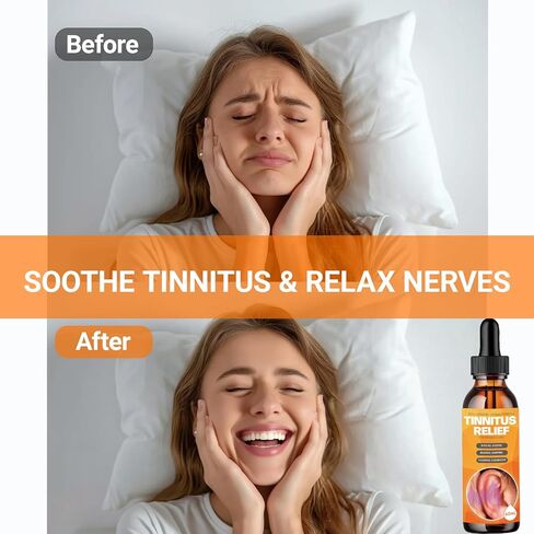 Tinnitus Relief Drops for Ringing Ears – Natural Tinnitus Relief | Reduce Buzzing/Clicking Noise & Relieve Ringing Ears | Support Hearing Health | Bottle of 60ml in Saudi Arabia