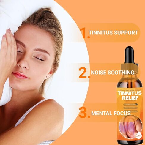 Tinnitus Relief Drops for Ringing Ears – Natural Tinnitus Relief | Reduce Buzzing/Clicking Noise & Relieve Ringing Ears | Support Hearing Health | Bottle of 60ml in Saudi Arabia