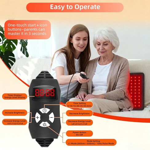 العلاج بالضوء الأحمر للجسم، 20 بوصة كبير 660 نانومتر 850 نانومتر LED بالقرب من الأشعة تحت الحمراء الحمراء العلاج بالضوء الأحمر وسادة حزام لف للرقبة والركبة والكتف الخلفي وعضلات المعدة in Kuwait