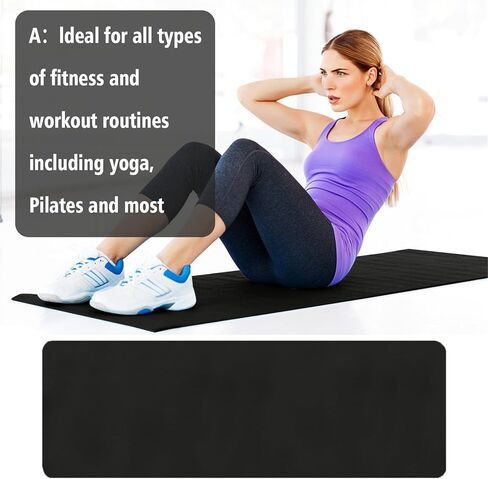 Thick Yoga Mat, 1/4" Anti-Tear High Density Extra Thick Non-Slip Exercise Mats with Carrying Strap,Comfortable Black Fitness Mat for Stretching,Exercise,Fitness,Gym,Pilates,Home Workout in Saudi Arabia