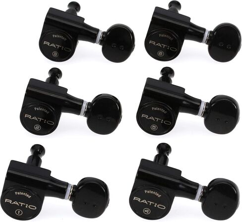 6-In-Line Ratio Electric Guitar Machine Heads (PRN-2721, 2731, Select Finish and Button Style) in Kuwait