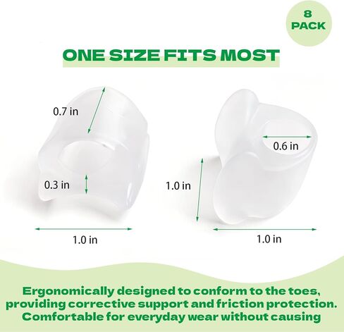فواصل أصابع القدم للنساء والرجال، 12 قطعة من فواصل جل سميكة لأصابع القدم، مصحح ورم، لأصابع القدم المتداخلة/الأورام/محاذاة إصبع القدم الكبيرة/فاصل ومصحح (أبيض) in Kuwait