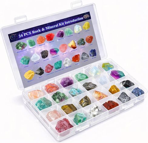 18 PCS CRYSTERAL CRYSTALS GEMSTONE BOX الطبيعية الصخور الصخرية الطبيعية الكوارتز الكريستال الكريستال الحجارة الكبيرة شفاء التأمل ديكور المنزل DIY Project Crystal Gift in Kuwait