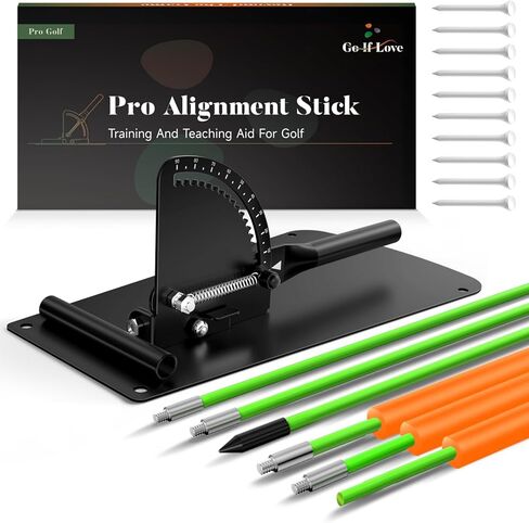 Golf Alignment Sticks Holder, Golf Training Aid with Alignment Sticks & Protective Foam, Swing Trainer Practice Teaching Aid Driving Range for Aiming, Putting, Swing in Kuwait