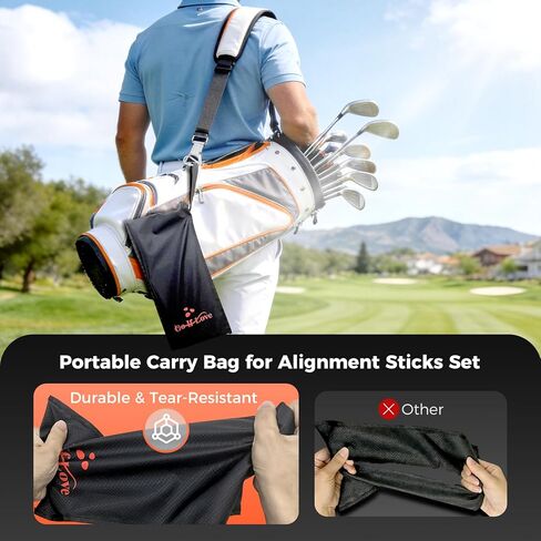 Golf Alignment Sticks Holder, Golf Training Aid with Alignment Sticks & Protective Foam, Swing Trainer Practice Teaching Aid Driving Range for Aiming, Putting, Swing in Kuwait