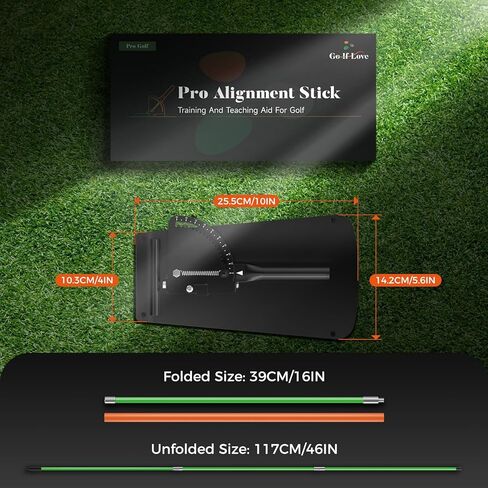 Golf Alignment Sticks Holder, Golf Training Aid with Alignment Sticks & Protective Foam, Swing Trainer Practice Teaching Aid Driving Range for Aiming, Putting, Swing in Kuwait
