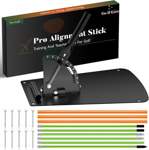 Golf Alignment Sticks Holder, Golf Training Aid with Alignment Sticks & Protective Foam, Swing Trainer Practice Teaching Aid Driving Range for Aiming, Putting, Swing in Kuwait