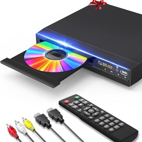 DVD Player, HDMI Region Free DVD Players for Smart TV, 1080P Upscaling, USB Input, HDMI/RCA Output Cable Included, Breakpoint Memory, Built-in PAL/NTSC, CD Players for Home in Kuwait