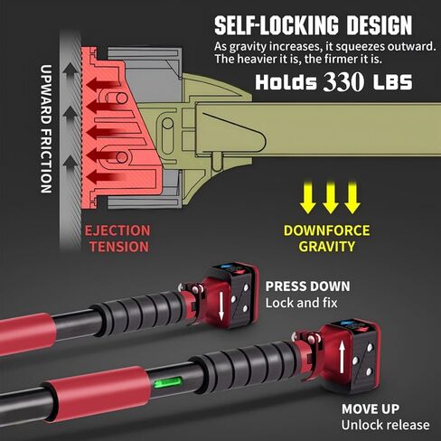 شريط سحب للمدخل، شريط ذقن قابل للتعديل مع آلية قفل ذكية، معدات تدريب القوة بدون براغي لتمرين الجزء العلوي من الجسم في صالة الألعاب الرياضية المنزلية، يناسب معظم إطارات الأبواب 28.5 بوصة - 37 بوصة in Kuwait