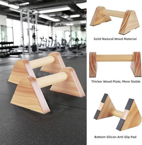 زوج واحد من قضبان الباراليت الخشبية ومقابض تمرين الضغط للرجال - قضبان رفع للمعدات الرياضية، قضيب بلانش للتدريب على الوقوف على اليدين للجمباز، مكعبات للوقوف على اليدين in Kuwait
