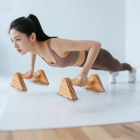 زوج واحد من قضبان الباراليت الخشبية ومقابض تمرين الضغط للرجال - قضبان رفع للمعدات الرياضية، قضيب بلانش للتدريب على الوقوف على اليدين للجمباز، مكعبات للوقوف على اليدين in Kuwait