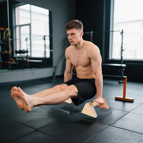 زوج واحد من قضبان الباراليت الخشبية ومقابض تمرين الضغط للرجال - قضبان رفع للمعدات الرياضية، قضيب بلانش للتدريب على الوقوف على اليدين للجمباز، مكعبات للوقوف على اليدين in Kuwait