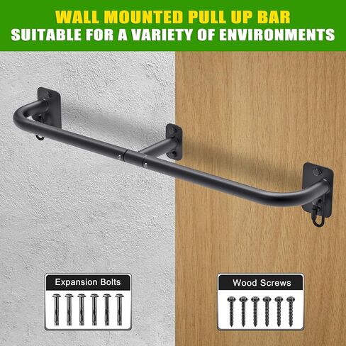 SELEWARE Heavy Duty Wall Mount Pull Up Bar, Joist Mount Chin Up Bar for Doorway, Sturdy Steel Construction, w/Resistance Band Hooks, Fits 32"/36" Wall Studs for Home Gym Strength Training in Saudi Arabia