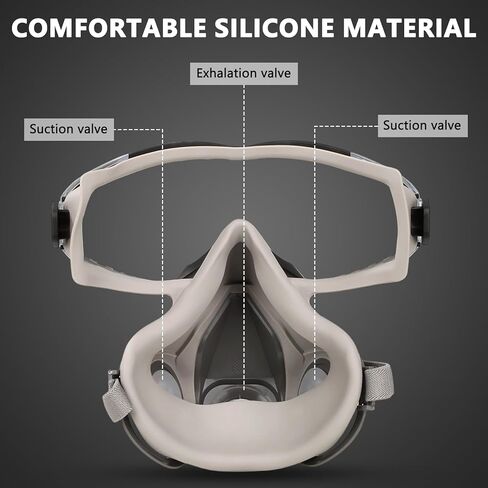 Reusable Respirator Gas Mask,2-in-1 Half Face Respirator with Replaceable Filters, Protection Against Chemicals, Organic Vapors, Dust, Particles for Painting, Welding, Woodworking, Pest Control in Saudi Arabia