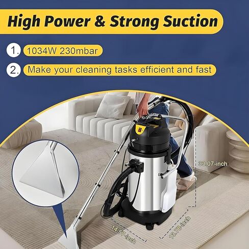 Extractor Vacuum Washing Machine,Portable Extractor for Car Detailing,Commercial Carpet Cleaner Machine, 1034w - Ultimate Cleaning Power 30L/7.93gal (20L) in Saudi Arabia