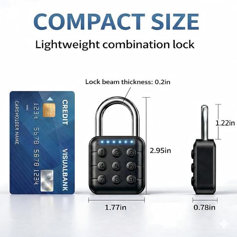 Combination Padlock – Combination Lock with 6-Digit Code, Digital Padlock with Keyless Entry, IP67 Waterproof Zinc Alloy Lock for Locker, Gym, Travel, Outdoor, Gate (Black) in Kuwait