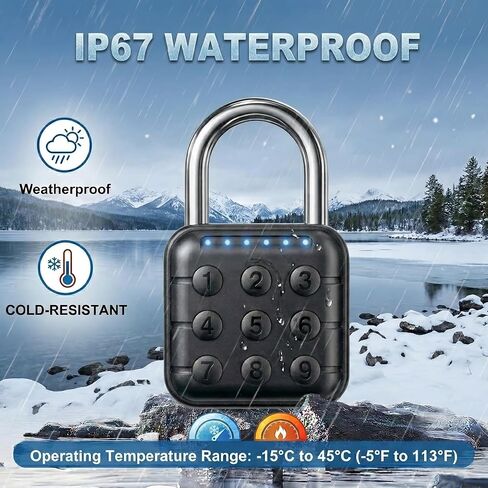 Combination Padlock – Combination Lock with 6-Digit Code, Digital Padlock with Keyless Entry, IP67 Waterproof Zinc Alloy Lock for Locker, Gym, Travel, Outdoor, Gate (Black) in Kuwait