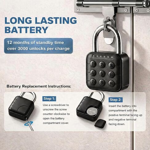 Combination Padlock – Combination Lock with 6-Digit Code, Digital Padlock with Keyless Entry, IP67 Waterproof Zinc Alloy Lock for Locker, Gym, Travel, Outdoor, Gate (Black) in Kuwait