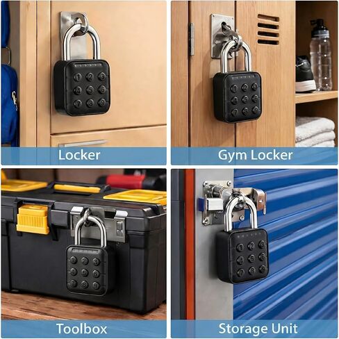 Combination Padlock – Combination Lock with 6-Digit Code, Digital Padlock with Keyless Entry, IP67 Waterproof Zinc Alloy Lock for Locker, Gym, Travel, Outdoor, Gate (Black) in Kuwait