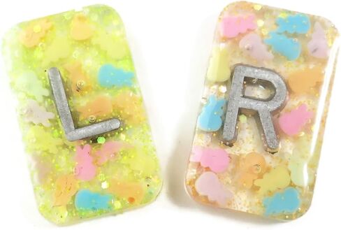 Glitter Easter Peeps X-Ray Markers - Glitter Epoxy Resin with Lead Letters L & R - NO Initials - Small Rectangle Generic Markers Include Extra Strength Adhesive Strips - Reusable & Washable in Saudi Arabia