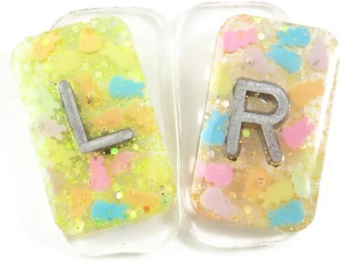 Glitter Easter Peeps X-Ray Markers - Glitter Epoxy Resin with Lead Letters L & R - NO Initials - Small Rectangle Generic Markers Include Extra Strength Adhesive Strips - Reusable & Washable in Saudi Arabia