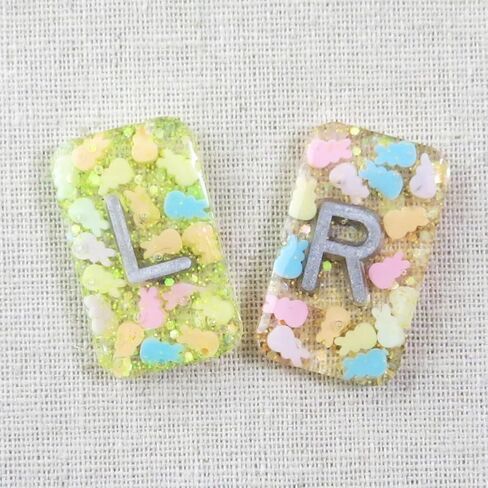 Glitter Easter Peeps X-Ray Markers - Glitter Epoxy Resin with Lead Letters L & R - NO Initials - Small Rectangle Generic Markers Include Extra Strength Adhesive Strips - Reusable & Washable in Saudi Arabia
