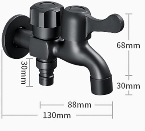 Washing Machine Faucet Black one in Two Out Double Outlet Garden Faucet mop Faucet Wall Mount Brass faucets Outdoor for Dishwasher, Black A(Black A) in Saudi Arabia