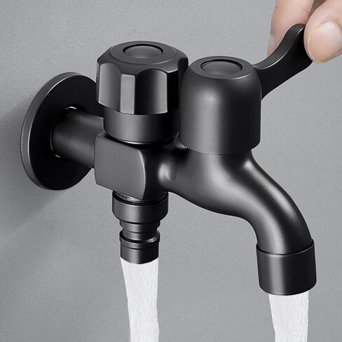 Washing Machine Faucet Black one in Two Out Double Outlet Garden Faucet mop Faucet Wall Mount Brass faucets Outdoor for Dishwasher, Black A(Black A) in Saudi Arabia