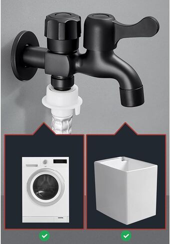 Washing Machine Faucet Black one in Two Out Double Outlet Garden Faucet mop Faucet Wall Mount Brass faucets Outdoor for Dishwasher, Black A(Black A) in Saudi Arabia
