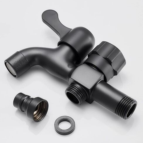 Washing Machine Faucet Black one in Two Out Double Outlet Garden Faucet mop Faucet Wall Mount Brass faucets Outdoor for Dishwasher, Black A(Black A) in Saudi Arabia