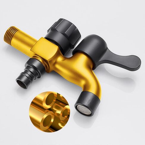 Washing Machine Faucet Black one in Two Out Double Outlet Garden Faucet mop Faucet Wall Mount Brass faucets Outdoor for Dishwasher, Black A(Black A) in Saudi Arabia