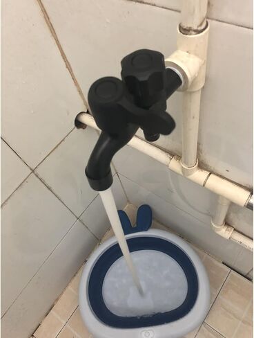 Washing Machine Faucet Black one in Two Out Double Outlet Garden Faucet mop Faucet Wall Mount Brass faucets Outdoor for Dishwasher, Black A(Black A) in Saudi Arabia