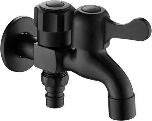 Washing Machine Faucet Black one in Two Out Washing Machine Faucet Double Double Faucet Outdoor mop Faucet Wall Mount Faucet 1/2 inch for Sink, Black B(Black A) in Saudi Arabia