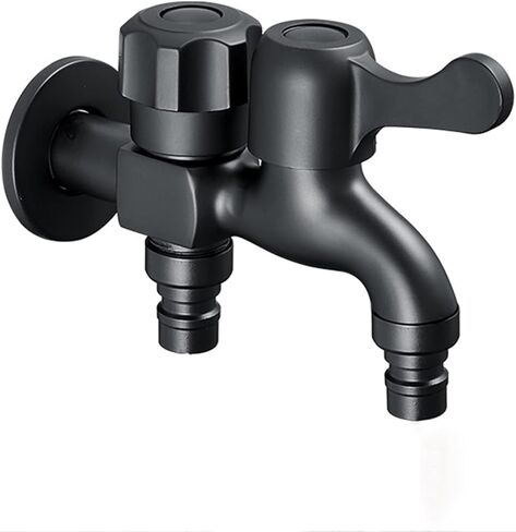 Washing Machine Faucet Black one in Two Out Faucet Diverter Valve 1/2 Washing Machine Faucet Double Brass faucets Outdoor for Mop Sink, Black B(Black A) in Saudi Arabia