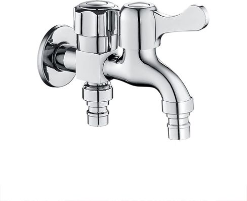 Washing Machine Faucet Black one in Two Out Washing Machine Faucet Double Double Faucet Outdoor mop Faucet Wall Mount Faucet 1/2 inch for Balcony, Chrome B(Chrome A) in Saudi Arabia