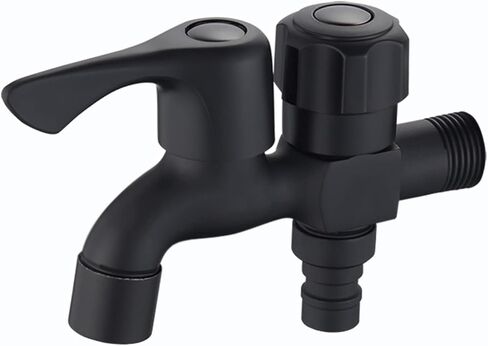 Washing Machine Faucet Black one in Two Out Washing Machine Faucet Double use Brass Faucet Splitter Brass faucets Outdoor for Toilet, Black D(Black B) in Saudi Arabia