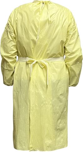 3E Disposable Protective Isolation Gown Coverall with Elastic Cuff, Latex Free, Non-Woven, Fluid Resistant, One Size Fits All (Pack of 100) Yellow in Saudi Arabia