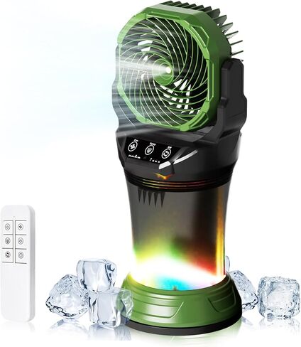 Portable Misting Fan with Remote & 30000mAh Rechargeable Misting Fans for Outside Patios Camping Beach & Workshops Mist Fan Portable for Outdoor/Indoor 2L Built-in Water Tank RGB 4 Speeds & Spray in Kuwait