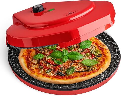 Countertop Pizza Maker, 1450W Mini Pizza Oven, Pizza Maker Oven With 12″ Non-Stick Ceramic Plate, Indoor Electric Pizza Oven for Crepes, Pancakes - Red in Saudi Arabia