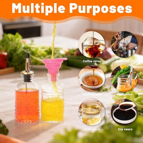 7oz Glass Coffee Syrup Dispenser, 4-Pack Complete Set with Funnel, Brush, Stoppers & Accessories - Syrup Bottles for Coffee Bar with Metal Pour Spout, Ideal for Maple,Oil, Vinegar,Cooking wine in Saudi Arabia