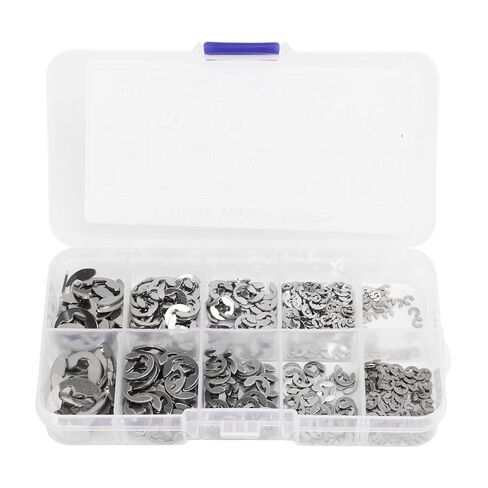 580Pcs E Circlip Washer Set, Stainless Steel Retaining Washers with Storage Box - Firm Fixing, High Load Capacity, Ideal for Bearings and Gears (Black) in Kuwait