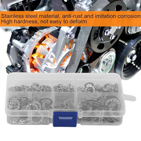 Internal Serrated Washer Stainless Steel 304, 300Pcs M3 M4 M5 M6 M8 M10 Combo Kit - Durable Anti - Rust Material, Precise Cutting, Organized Storage for Mechanical Use in Kuwait