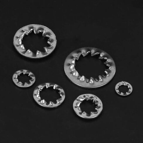 Internal Serrated Washer Stainless Steel 304, 300Pcs M3 M4 M5 M6 M8 M10 Combo Kit - Durable Anti - Rust Material, Precise Cutting, Organized Storage for Mechanical Use in Kuwait