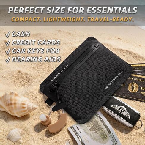 Waterproof Wallet Pouch – Heavy Duty Airtight Submersible Wallet with Pull-Assist Loop for Beach, Swimming & Travel – Fits Cards, Cash & Keys in Kuwait