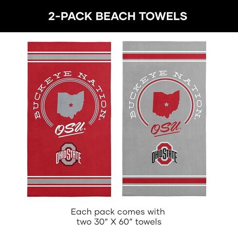 NORTHWEST Ohio State Buckeyes NCAA Homebreak Beach Towel 2 Pack 30 x 60 Inches in Saudi Arabia